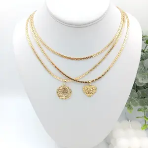 Yordy Fine Hammered Choker Italian Fabric with Heartfold & Tree of Life 14k Gold Plated Elegant Women's Necklace High Quality 18 Inches Length