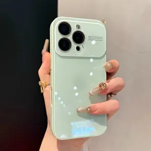 Simple Large Window Jelly Imitation Glass Suitable for IP17 Pro Max Lens Protector Anti-drop Phone Case IP16/15/14 Pro Max