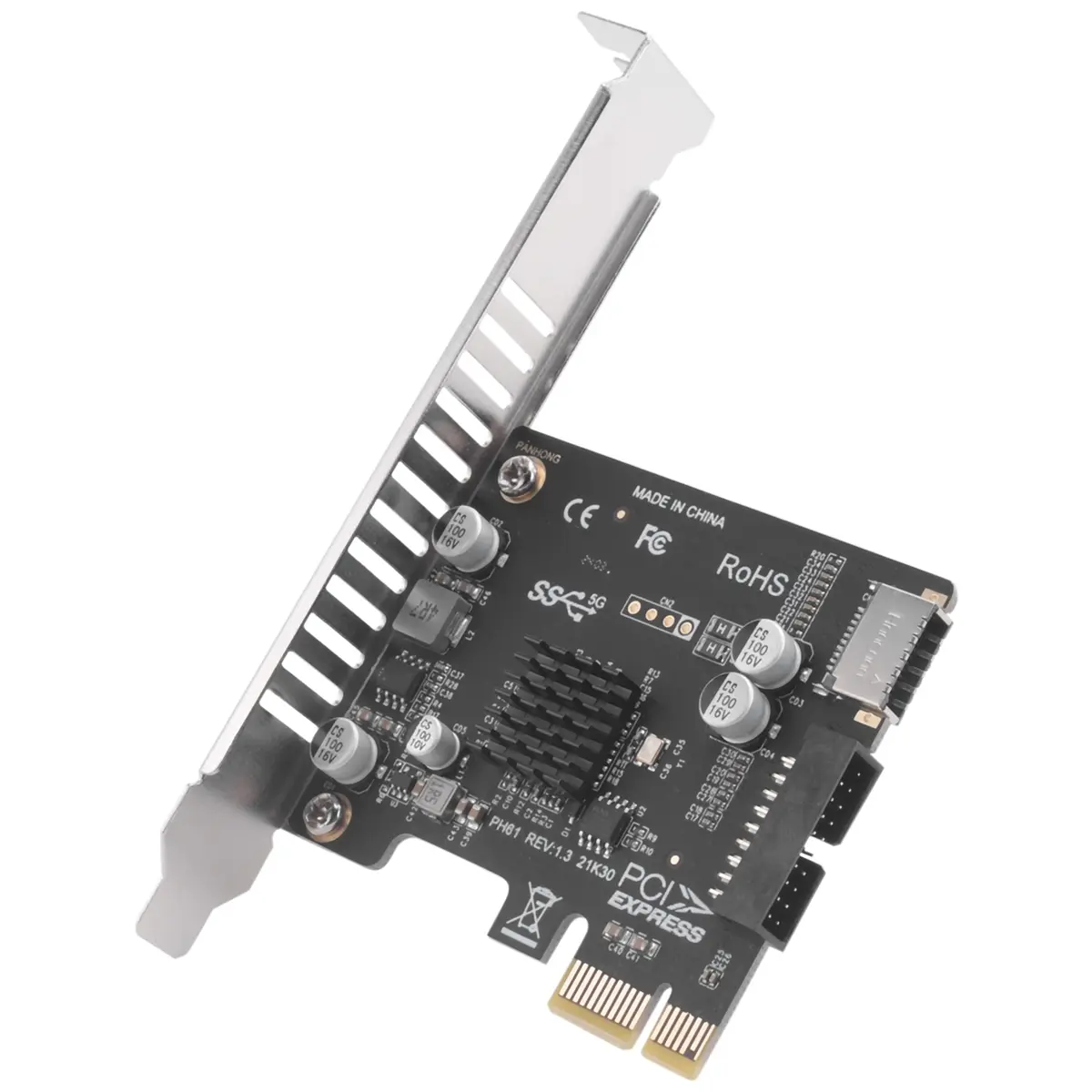PCIe to USB3 Type-E Front Type-C 19P 1* Expansion Card with VL805 Chip, Low Voltage, PCIe X1-X16 Compatible Interface, Data Transfer Support, Windows XP/Vista/10 Compatibility