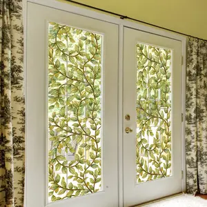 A set (30*120cm*2pcs) of large-sized gold foil hot-stamped branch, leaf and vine 2D flat window stickers, static glass stickers for window decoration and beautification, DA15050-YC