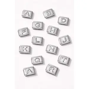Silver Letters Italian Charms