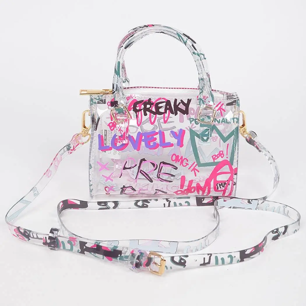 Graffiti Mini Jelly Transparent Boston Bag Graffiti Mini Jelly Transparent Boston Bag