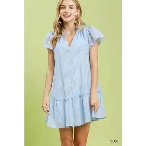 Umgee Textured Ruffle Hem Mini Dress