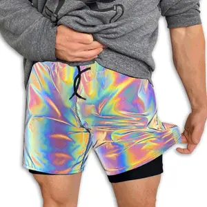 Solid Reflective Men Shorts