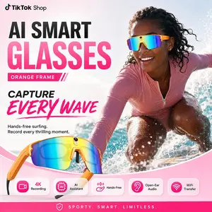 Ai Smart Surf Sunglasses, HD 32MP Camera, 1200P Video, Bluetooth 5.4, for Surfing Cycling Golf Running Driving, Wireless Smart Sports Glasses