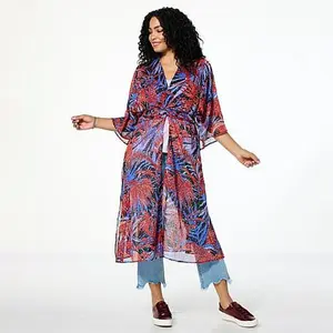 G by Giuliana Black Label Woven Tie-Front Duster