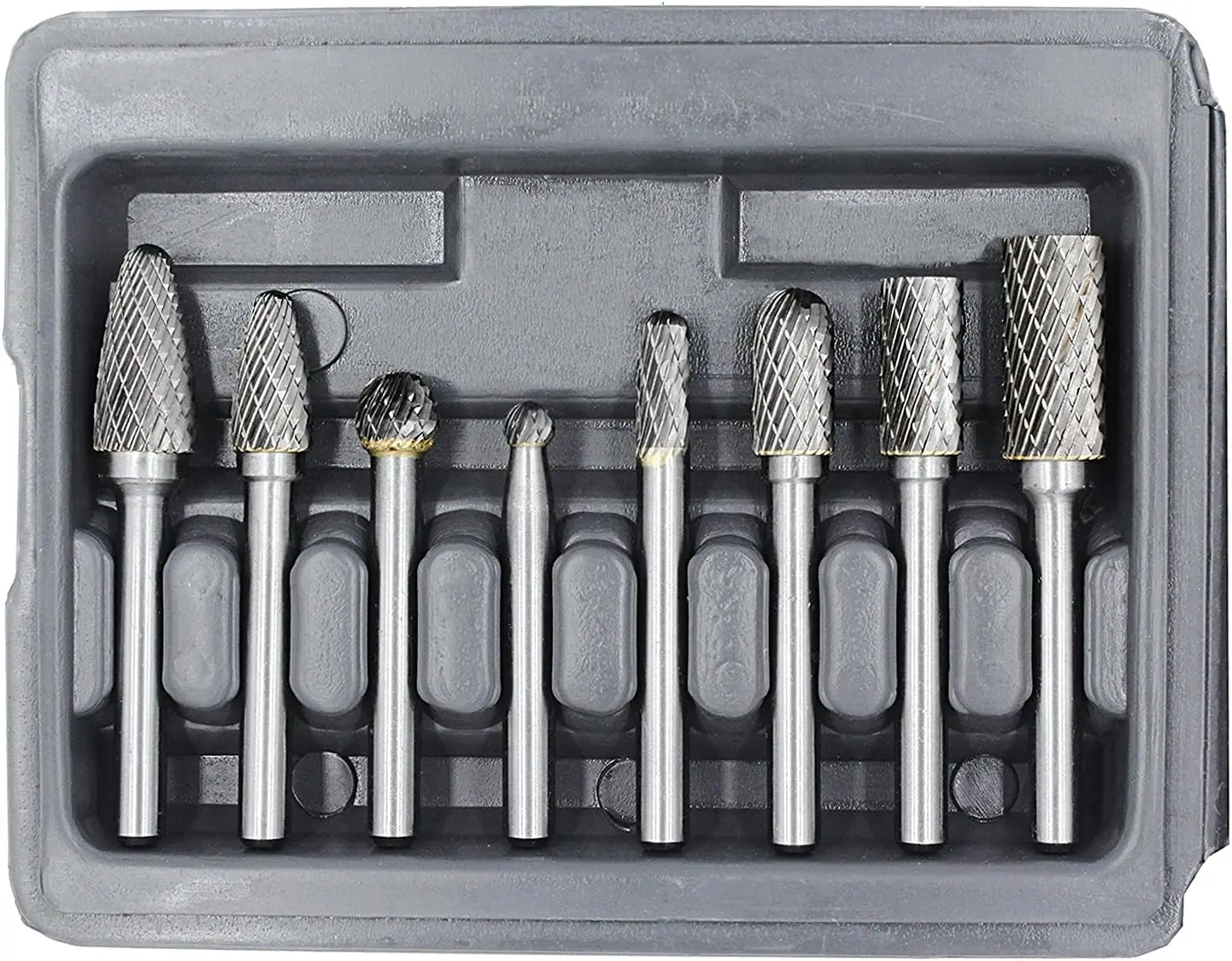 Carbide Burr Set with 1/4''(6.35mm) Shank 8 count Double Cut Solid Carbide Rotary Burr Set for   Drill, Metal  Carving, Engraving,Polishing,Drilling