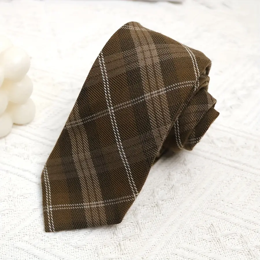 3 pieces of JK/DK college-style plaid hand-tied ties suitable for casual everyday street wear Tie Design