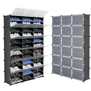 12 Tier Portable Shoe Cabinet,72 Pair Shoe Rack Organizer, Expandable Standing Shoe Rack for Heels, Boots, Slippers,Perfect for Entryway,Hallway, Black Metal Plastic Steel Room