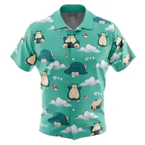Snorlax Hawaiian Shirt Tropical Hawaii Button up Shirt Aloha Summer Snorlax Shirt Gifts Unisex Hawaiian Shirt, Aloha Beach Shirt, Hawaiian Button-up Shirt, Gift for PKM Fans