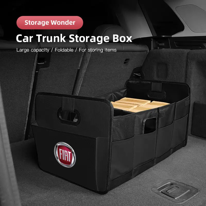 Foldable Car Trunk Leather Storage Box Waterproof Portable Auto Large-Capacity Organizer Bag Tool Accessories For FIAT Abarth Pulse Panda Tipo Strada 600 500X Mobi Doblo Fullback Freemont Toro Qubo Fiorino Aegea Punto