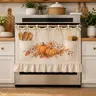 Oven Skirt Curtain with Pockets Cottage Kitchen Storage Organizer for Oven Door Handle Decorative Kitchen Storage Curtain for Stove Oven Dishwasher Cabinet