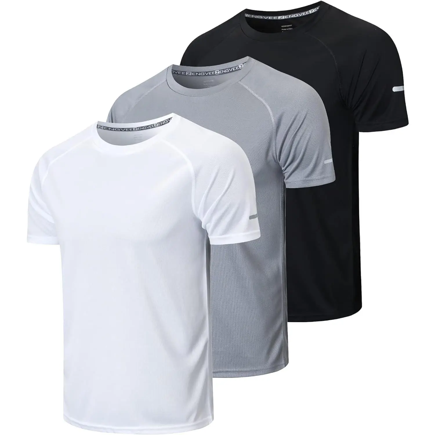 Men's 3 Pack Workout Shirts Quick Dry Moisture Wicking