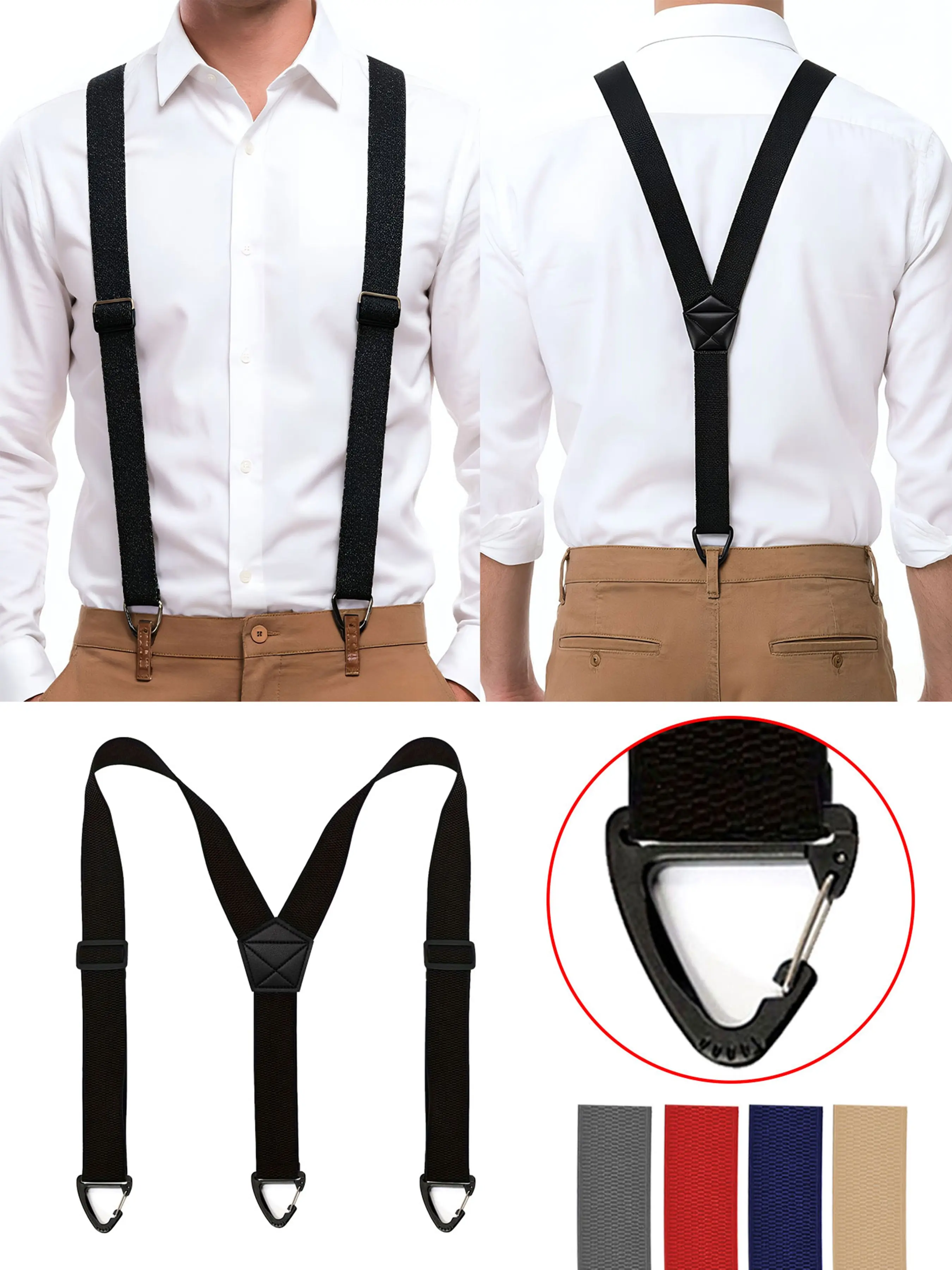 Men's 1.5 Inch Hidden Back Straps, 3 Hooks Design, Easy Adjustment, Y-Shaped Wide Waistband, Support, Comfortable Underwear Accessory, Ideal for Daily Wear