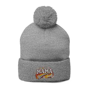 Mama Embroidered Pom-Pom Beanie