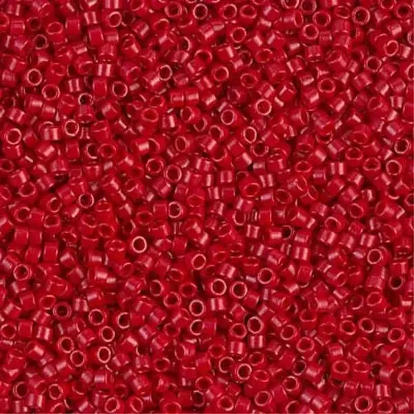 Dyed Semi-Frosted Opaque Bright Red 11/0 delica beads || DB0791