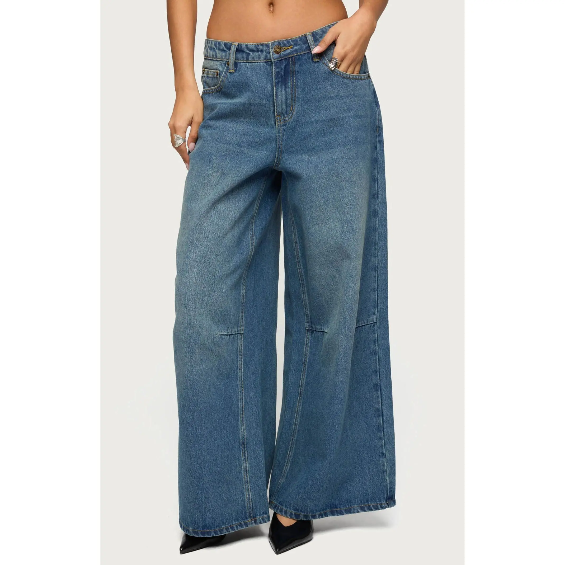 Edikted Women's Skater Girl Washed Low Rise Baggy Jeans