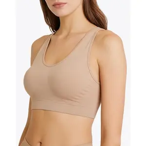 Seamless Sports Bra, Padded Yoga Crop Top with Removable Cups, Wireless Workout Tank for Gym, Running, Everyday Bralette