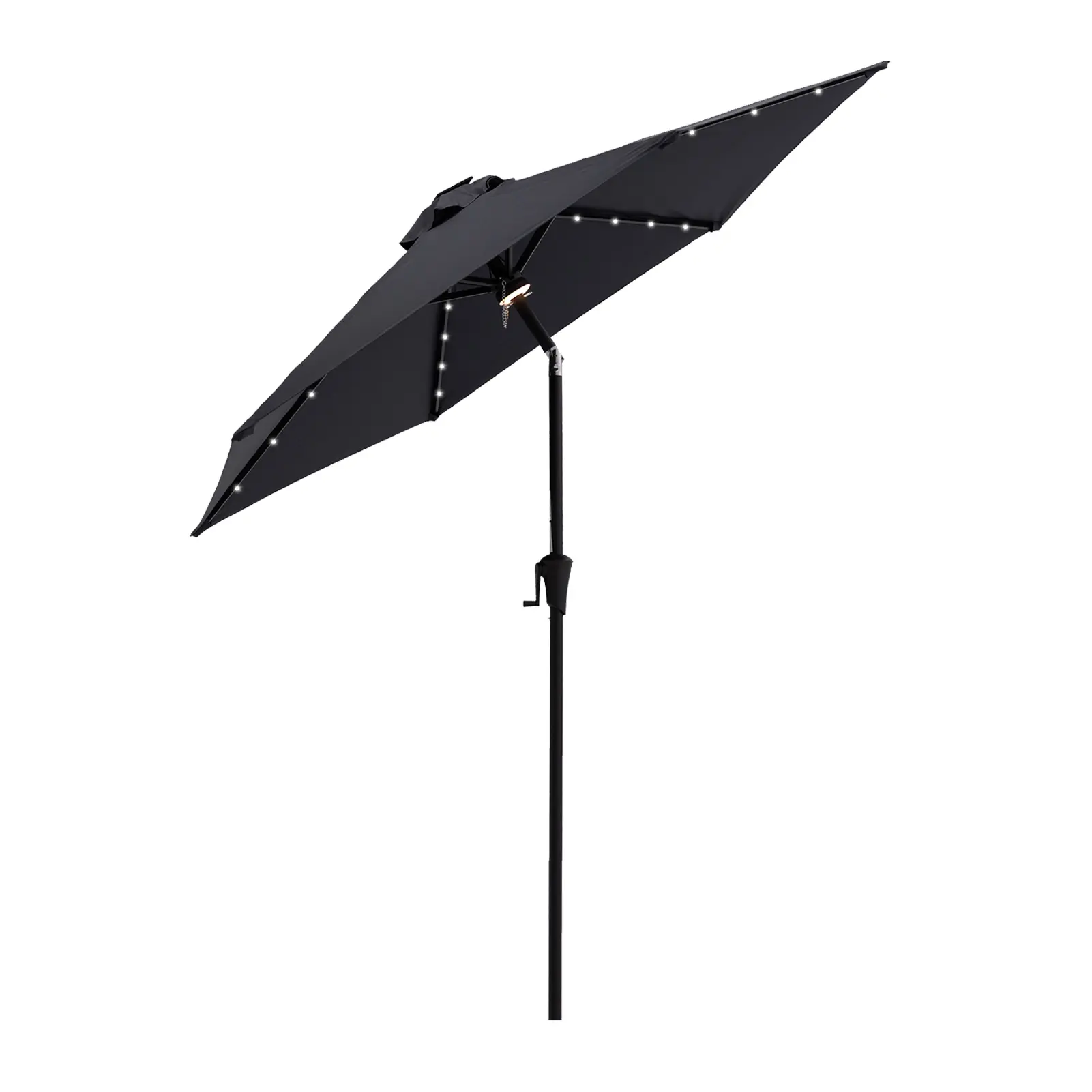 FLAME&SHADE  7.5 ft Solar Powered Outdoor Market Patio Table Umbrella with LED Lights and Tilt