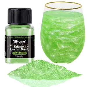 FRUIT GREEN NiHome Edible Food-Grade Glimmer Powder Glitter Luster Dust Metallic Food Decorating Sprinkle Glimmery Dust for Drink Wine Beverage Cake Candy Dessert Bakery Restaurant Vegan