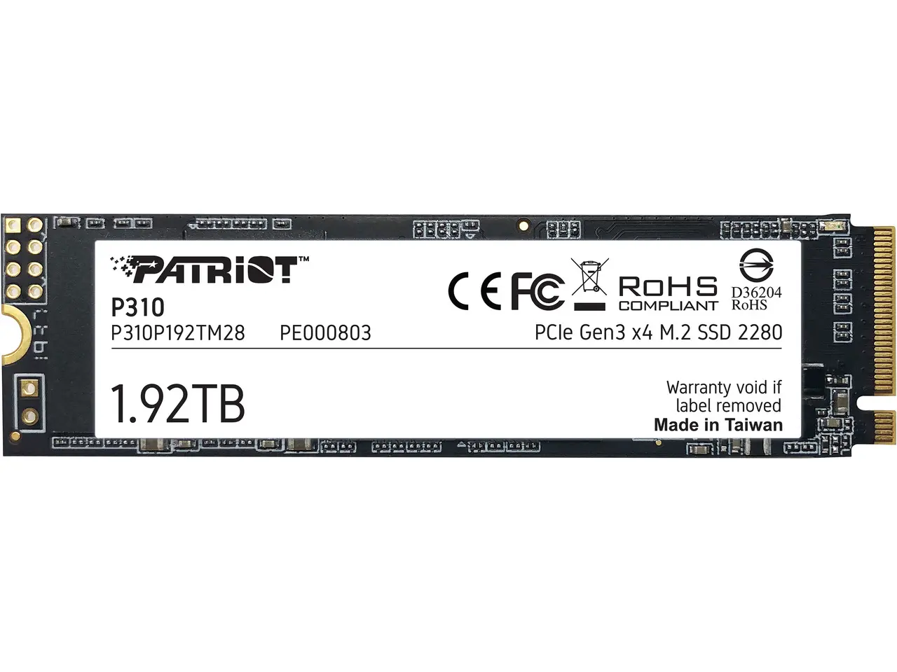 Patriot P310 M.2 2280 1.92TB PCIe Gen3 x 4, NVMe 1.3 Internal Solid State Drive (SSD) P310P192TM28