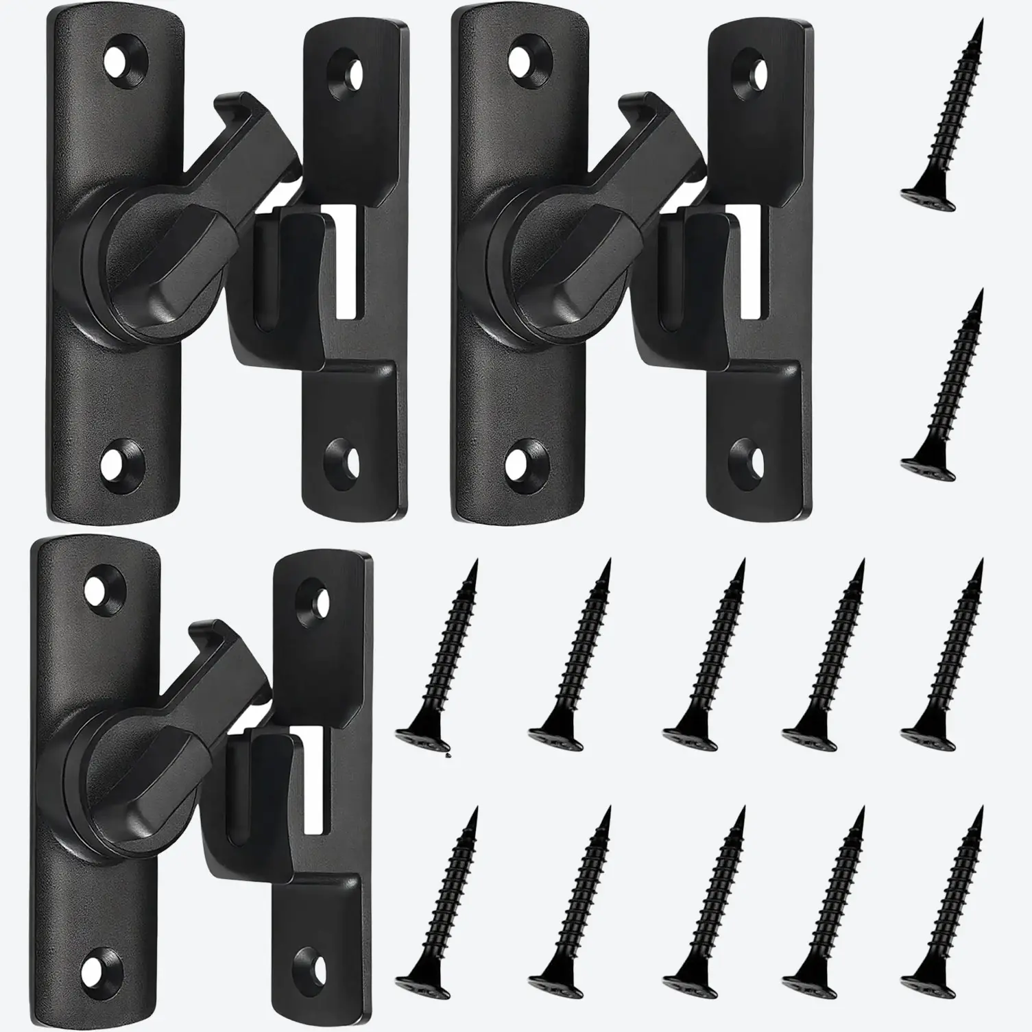3pcs Aluminum Door Latch, Door Hardware, No Power Sliding Barn Security Lock, 90/180 Degree Opening, Solid Metal, No Drilling Installation