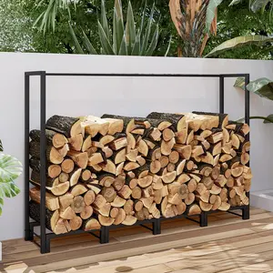 5ft Firewood Rack Holder Outdoor Log Fire Storage Heavy Duty Fireplace Indoor Metal Wood Stacker Pile Organizer for Patio Deck Waterproof