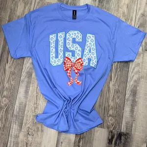 Cheetah USA w/ RED BOW| Softstyle Gildan Tee | Fourth of July Shirt