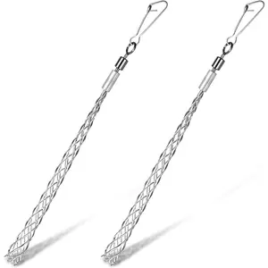 2 Pcs 1/2 in Wire Pulling Grip Mesh Metal Cable Puller Socks Wire Pulling Tools Cable Pulling Grip Sock Cable Sleeve for Electrical Grips Light and Heavy Cables