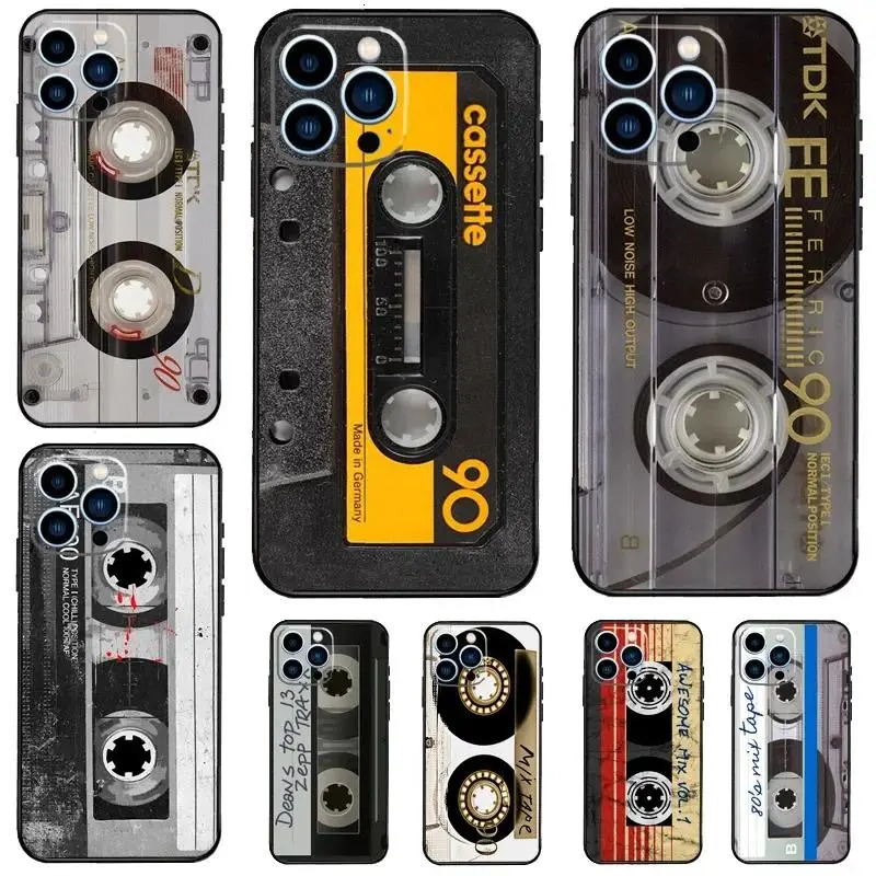 Vintage Cassette Theme Shockproof TPU Phone Case - Protection Accessory with TPU Cushions for Daily Drops, Fits Multiple iOS iPhones (17,17E,16,15,14,13,12,11,8,7,XS,XR,X,Pro Max,Mini,Plus,SE), Accessories