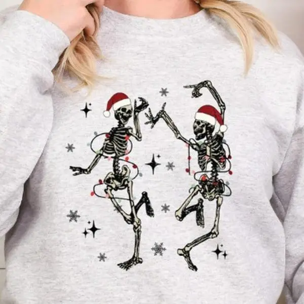 Dancing Skeletons Christmas Sweater, Morbid Christmas Sweater Shirt, Dark Christmas Sweater, Christmas 2024 Sweaters, Ugly Christmas Sweater