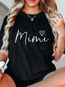 100% Cotton Mimi Gifts For Women Grandma Heart Mother's Day Mimi T-Shirt