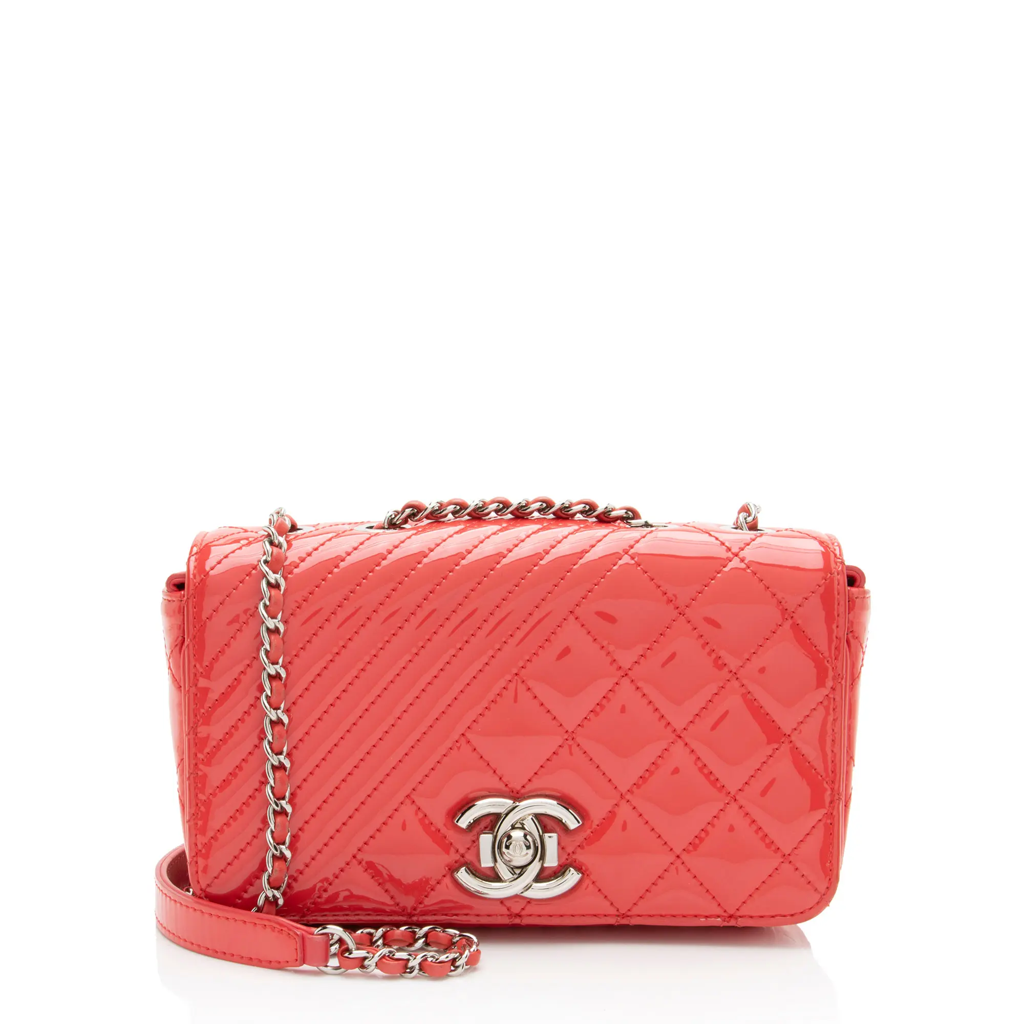 Pre-owned CHANEL Leather Crossbody Bags Patent Coco Boy Small Flap Bag