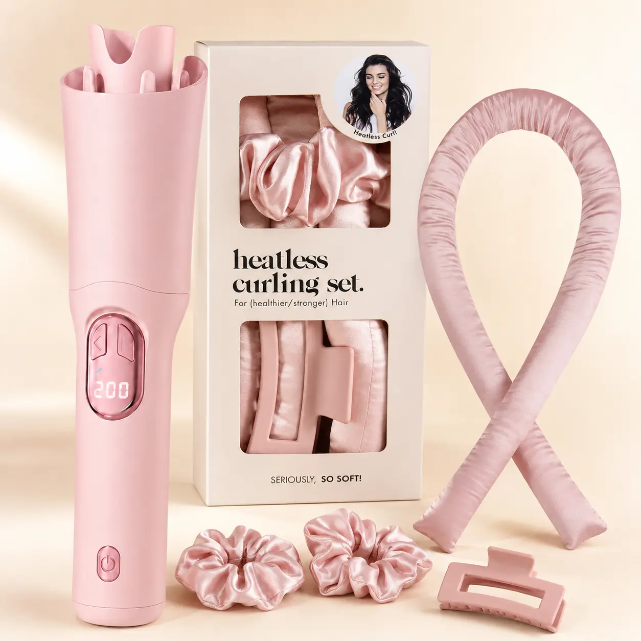 32mm Cordless Automatic Curling Iron, USB Rechargeable Ceramic Hair Curler Portable Travel Curling Wand for Beach Waves Beauty Tools