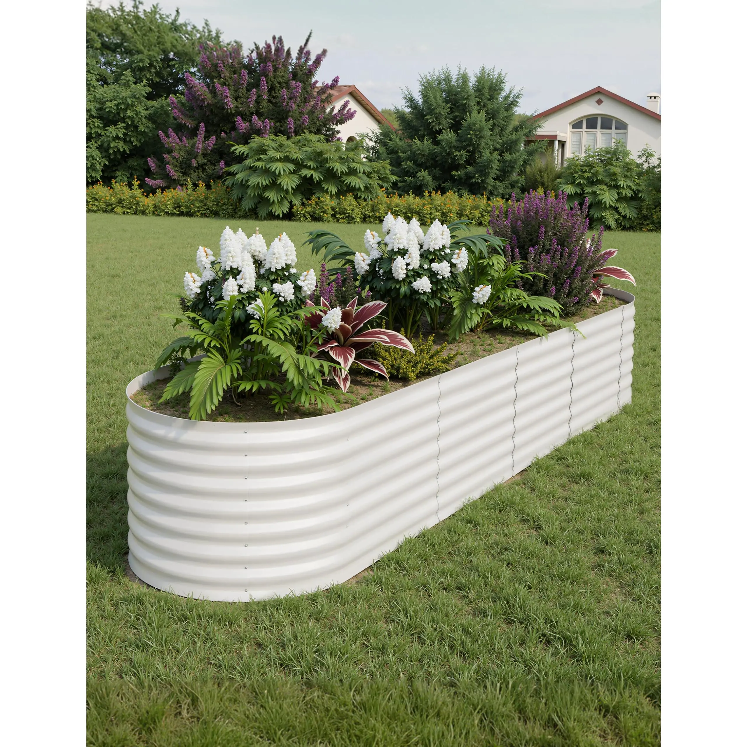 GARVEE 8x2x2 ft Galvanized Raised Garden Bed - 24“ Tall Metal Planter Box for Vegetables, Flowers, Herbs, Rust-Resistant Outdoor Garden Box, Easy Assembly Raised Beds for Gardening, Beige