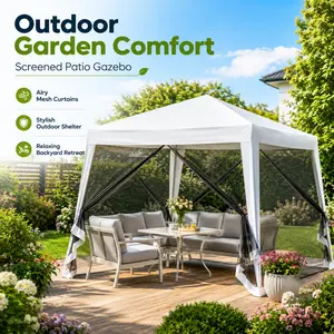 Super Outdoor Party Tent Canopy Garden Gazebo Patio Shelter with Weather Resistant Cover Steel Frame for Backyard Wedding Camping BBQ Picnic Market Event Sun Shade Outdoor Entertaining Lawn Garden Tent Patio Gazebo