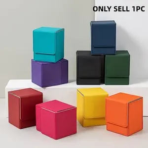 A Easy Card Storage Box with a Magnetic Design in Solid Colors, Capable of Holding 100 Card Decks - Ideal for Collecting Trading Cards. This Stackable Card Organizer Comes in Various Colors And Is Compatible with Multiple Types of Cards