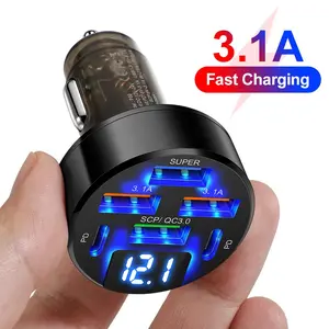 40W Fast Charging Automotive Car Charger, 6-port Adapter Including 4 USB & 2 Type-C Ports for Flash Charging, Multifunctional Car Charger for Truck, SUV, Car Owners