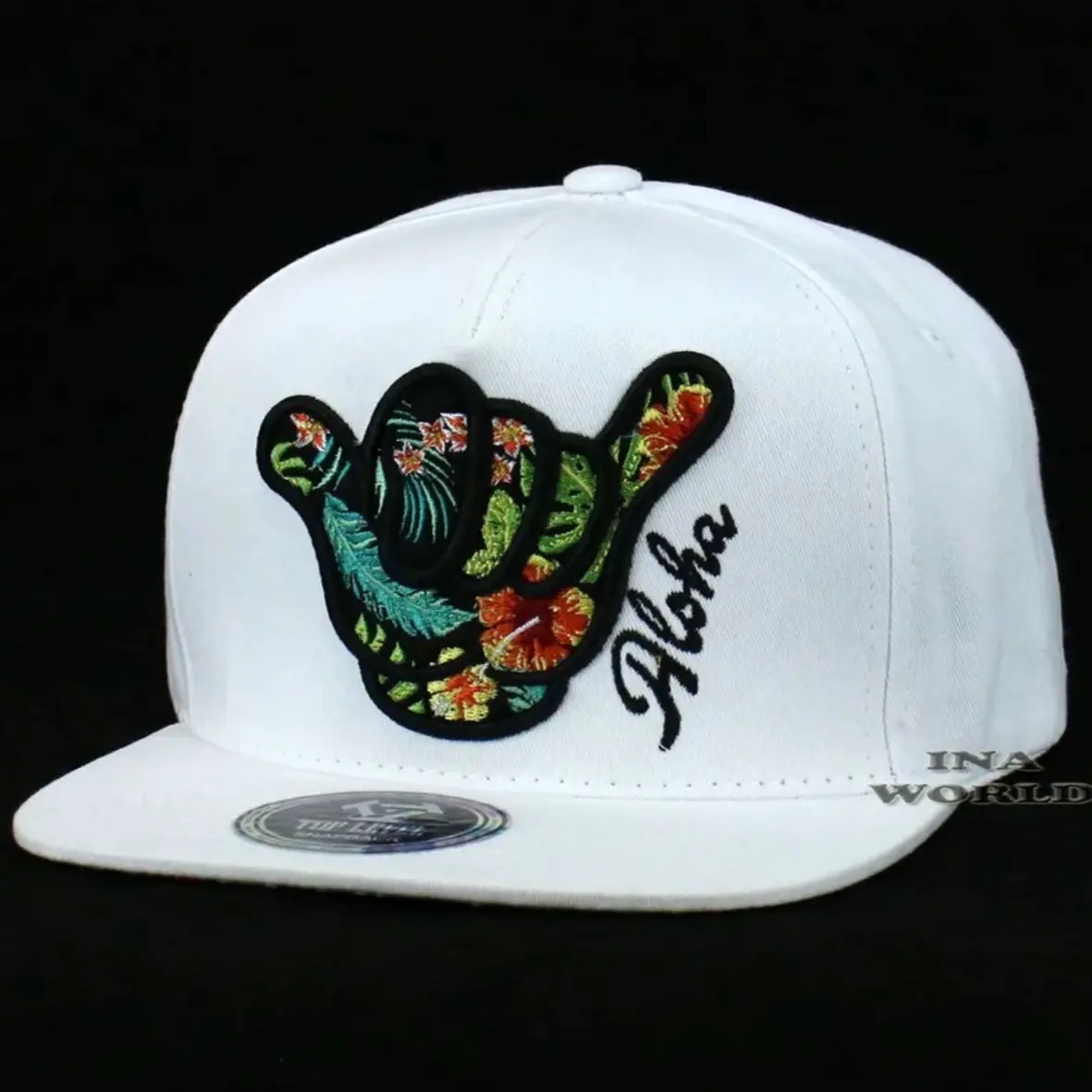 ALOHA HAWAII Hat Hawaiian Flower Embroidered Snapback Flat Bill Baseball Cap