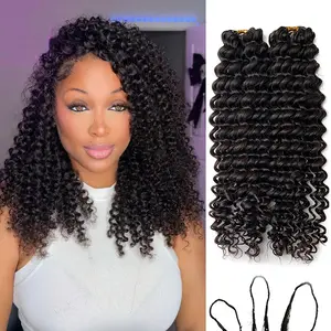 Crochet Human Hair Extensions Water Wave Pre-Separated Curly Crochet Hair Extensions Invisible Micro Loop Crochet Hair Knotless Feather Crochet Human Hair