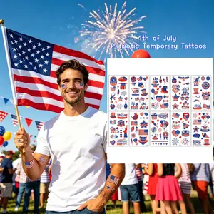 Usa Independence Day Tattoo Stickers 10 Pack, Blue Stars Flag, Liberty Statue Party Decor, Waterproof Temporary Tattoos