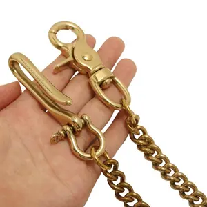 100% Solid Brass Wallet Chain, Biker Chain, Anti-Theft Chain,  hiphop Keychains