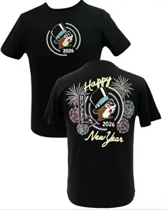 Buc-ee's Happy New Year 2026 Glow-in-the-Dark T-Shirt, Short Sleeves, Crew Neck, Men and Women, Suitable for All Seasons
