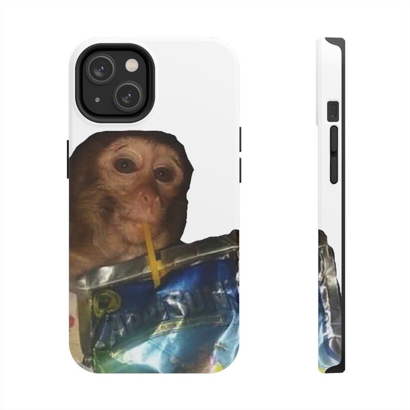 Monkey sipping caprisun meme iPhone Case - TikTok Shop