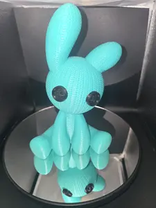 Knitted bunny with button eyes, a spooky cute collectible, intricate knit texture. Features a detailed 3D-modeled stitch pattern that perfectly mimics real yarn.