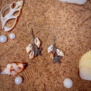 Starfish and Shell Ocean Mermaid Dangle earrings