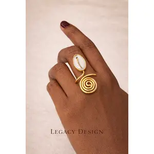 Malkia(Queen)Spiral Cowrie Ring