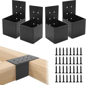 4 PCS Pergola Brackets Kit, Duty Pergola DIY Brackets Joist Bracket Connector Brace with Screws for 4''x4'' Wood Posts, Beam Bracket for, Pergola, Log Cabin, Fence