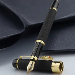 Luxury Dragon Pattern Crystal Diamond Pen Special Pen Business Signature Writing Tool with Metal Gift Box Non-Slip Grip Replaceable Ink Smooth Office Retro Embossed Decor