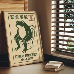 [No Frame] Funny Frog Bathroom Art, Framed Wall Decor for Bathroom